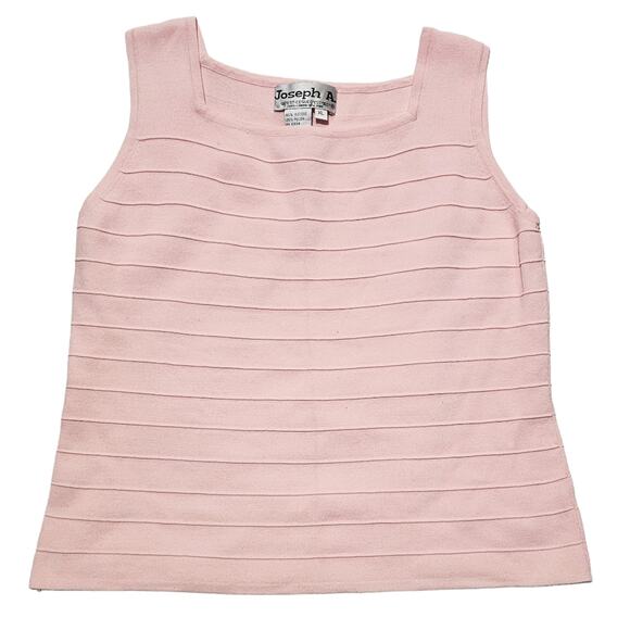 Joseph A pink square neck stretch textured stripe sleeveless top size XL - Picture 1 of 7